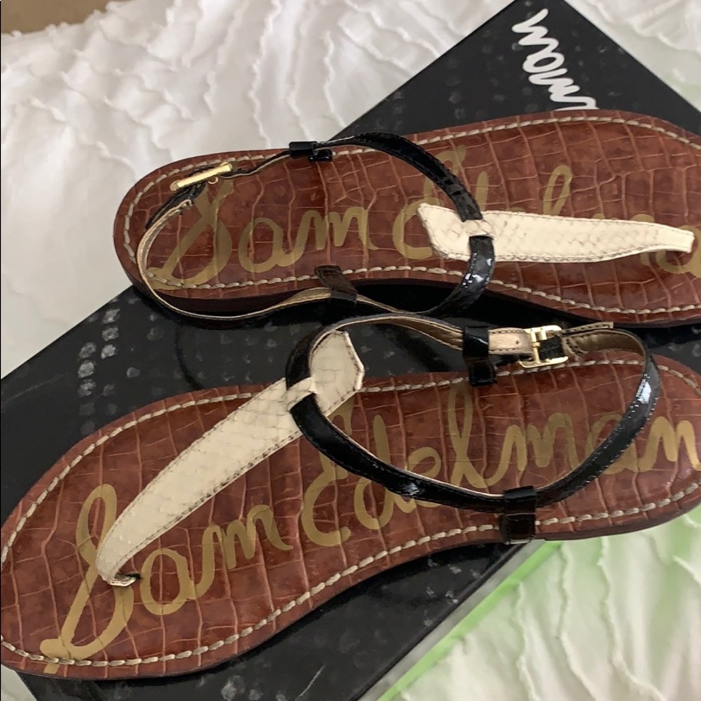 Sam Edelman Black and Cream Sandals Gigi 7.5 - Picture 2 of 4
